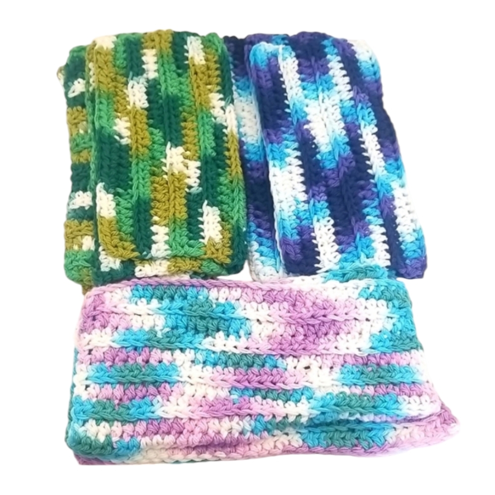 Vibrant Colourful Set of 6 Handmade Crochet Washcloths ๐